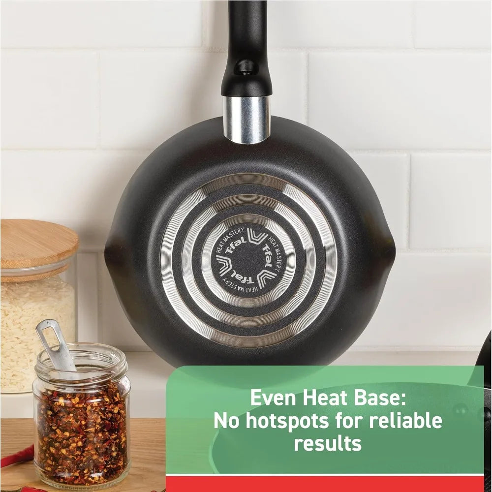 Initiatives Nonstick Cookware Set 18 Piece, Oven Broiler Safe 350F, Kitchen Cooking Set w/Fry Pans