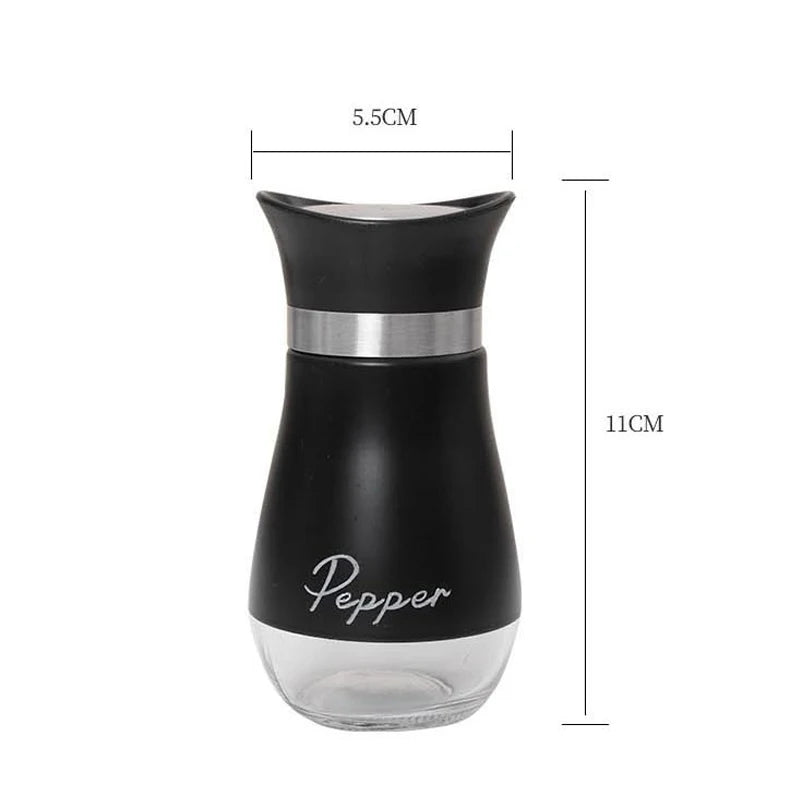 Kitchen Glass Spice Bottle Set Adjustable Refillable Salt and Pepper Shakers with Shelf Spice Dispenser with Pour Holes