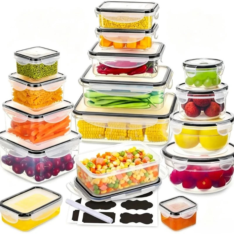 Glass Food Storage Containers Set, Airtight Leak‑Proof Glass Meal Prep Containers with Lids, Multi‑Sizes Reusable Lunch Box for Kitchen Fridge Freezer Microwave Dishwasher Safe, Food Organizer