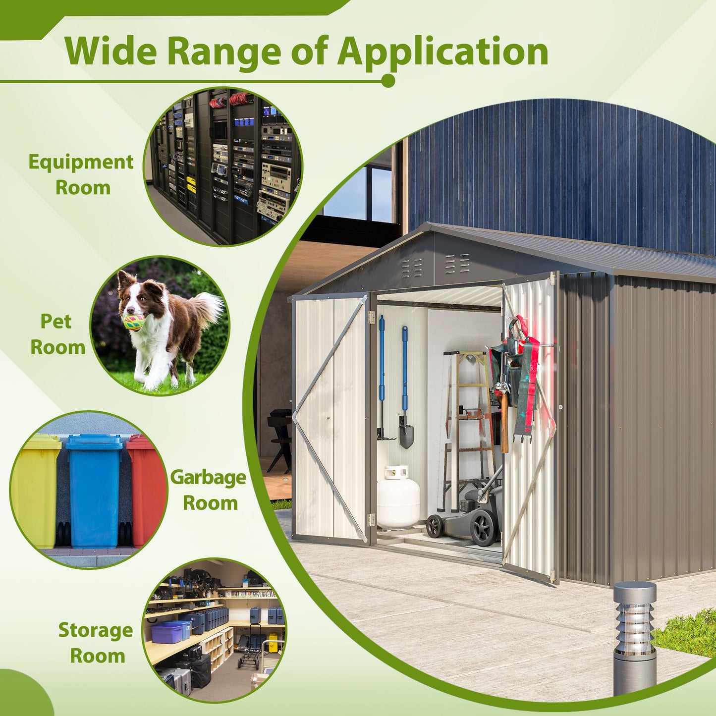 Outdoor Storage Shed 10x8 FT All Weather Metal Shed with Lockable Doors Garden Tool Shed for Patio Backyard Lawn Black