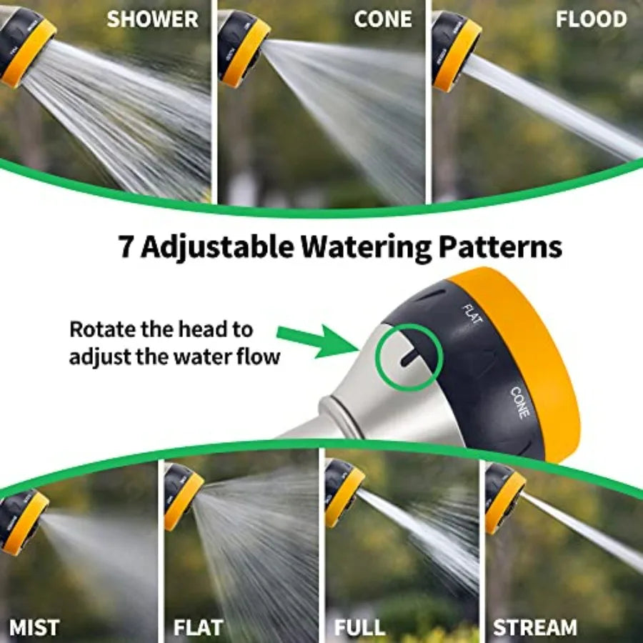 Garden Nozzle Sprayer, High Pressure Spray Nozzle, 100% Metal Water Hose Nozzle, 7 Patterns Watering Nozzle, Heavy Duty Sprayer