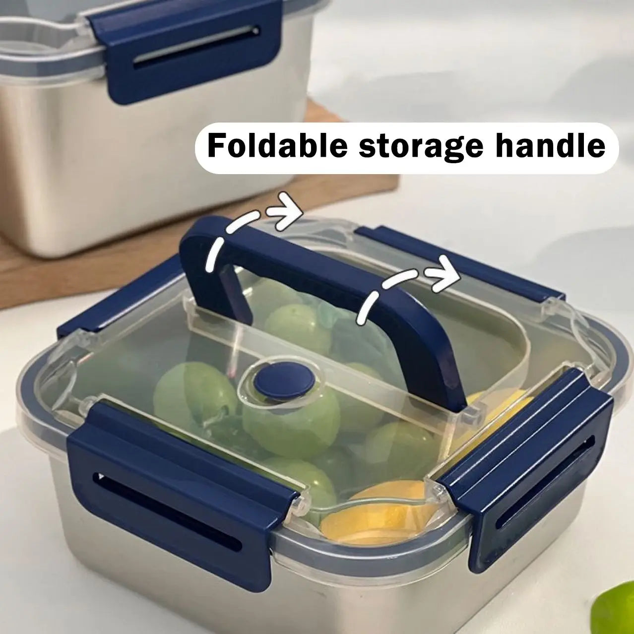 2PCS Yakimoto Extra-Large Stainless Steel Food Storage Containers With Blue Lids - Deep Design, Airtight Seal, Perfect For Refrigerator Organization, Meal Prep, Lunch Boxes & Kitchen Pantry