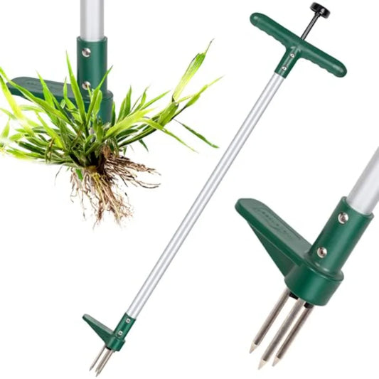 Weed Puller, Stand Up Weeder Hand Tool, Long Handle Garden Weeding Tool with 3 Claws, Hand Weed Hound Weed Puller for Dandelion