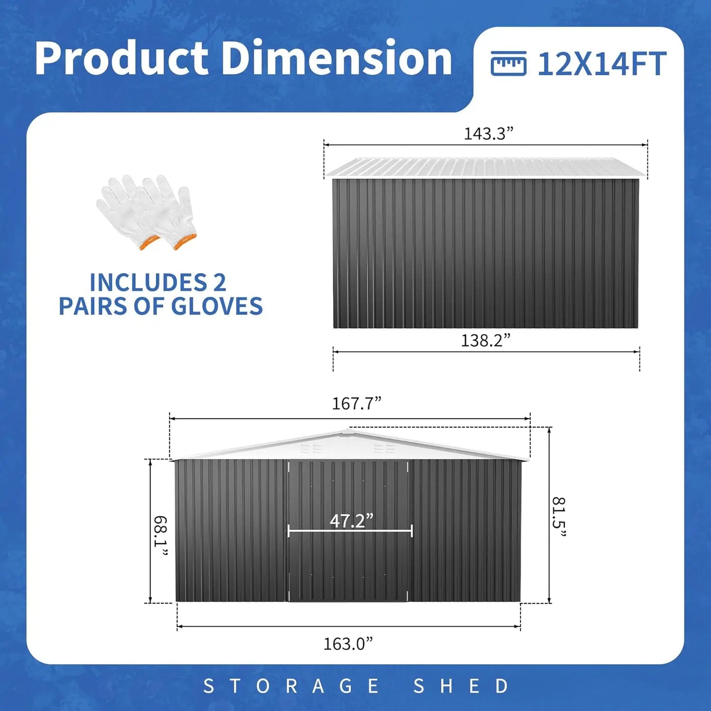 Metal Storage Shed With Lockable Doors For Backyard