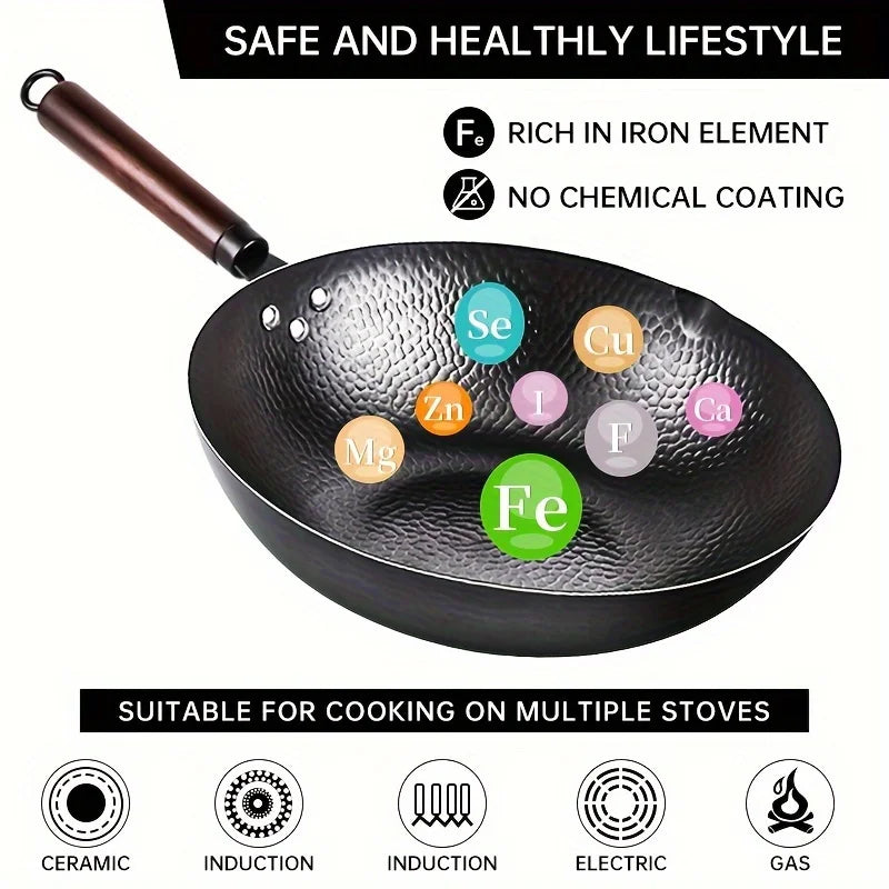 CS KOCH SYSTEME Cast Iron Wok With 11-Piece Cookware Accessories