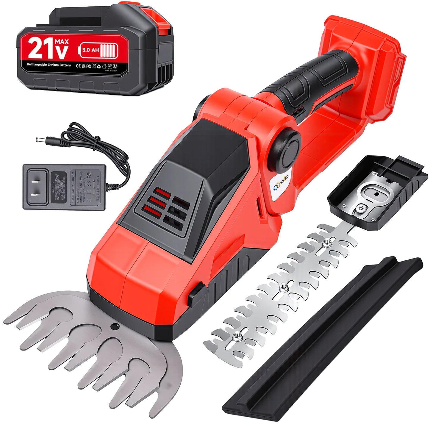 XYSD 2-In-1 Cordless Hedge Trimmer With Battery And Grass Shear