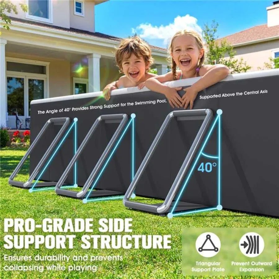 Foldable Pool With Canopy For Backyard Use Non-Inflatable Portable Collapsible
