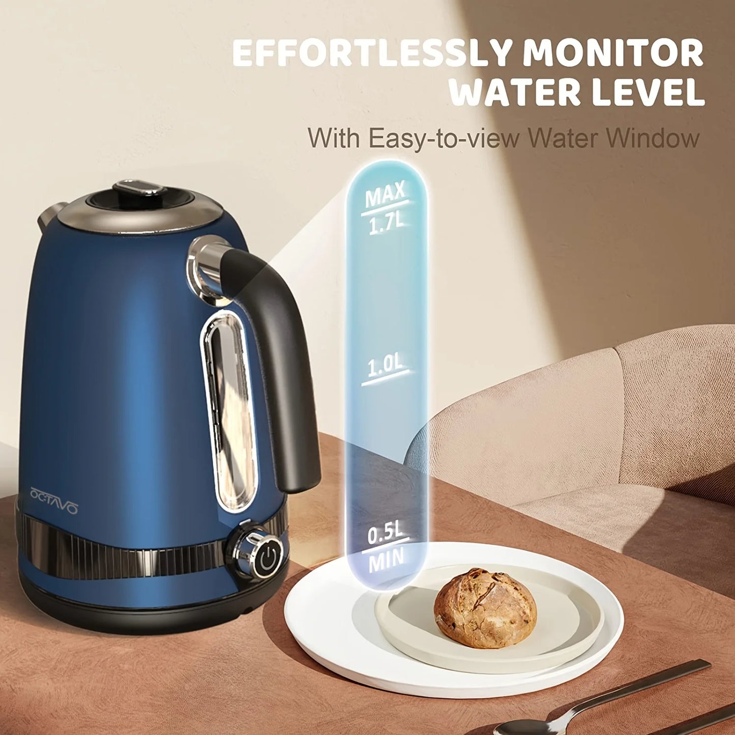 Octavo Electric Kettle With Temperature Control And LED Display