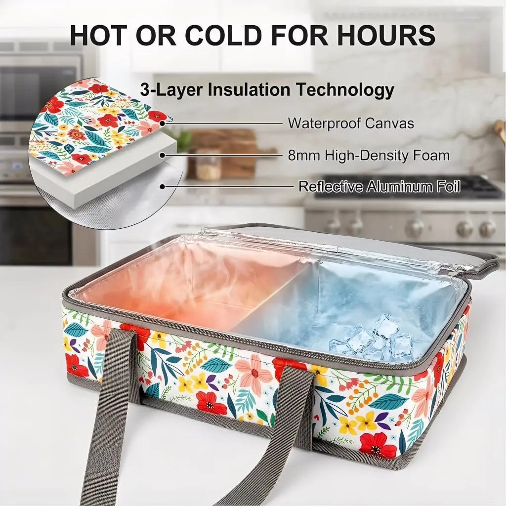 Insulated Casserole Carrier With Leakproof Lining For Food