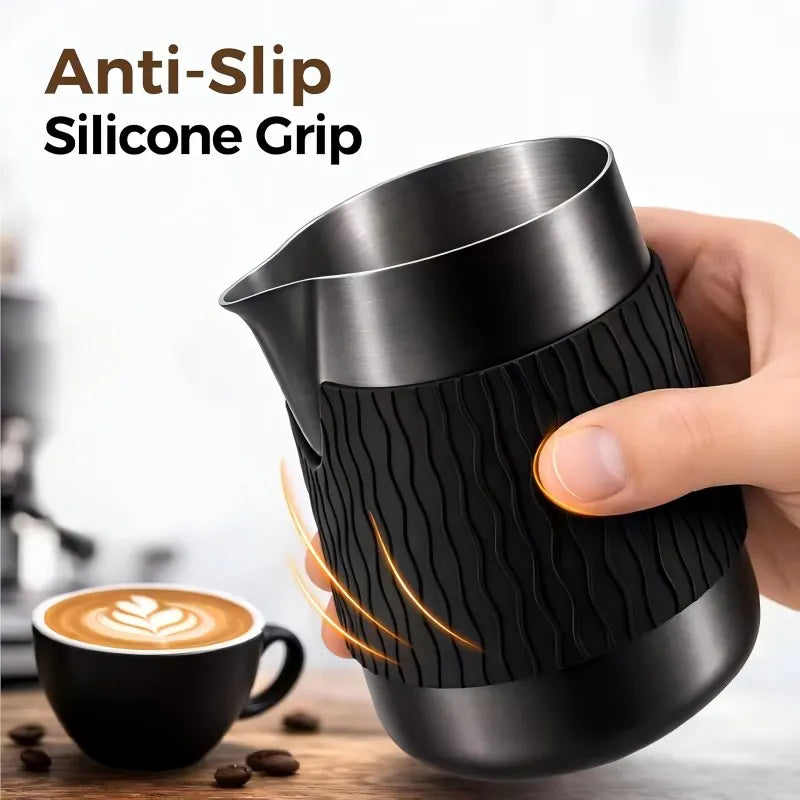 IKAPE Espresso Milk Pitcher V3, 500ml Milk Frothing Jug without Handle, Espresso Steaming Pitcher with Sharp Spout for Espresso