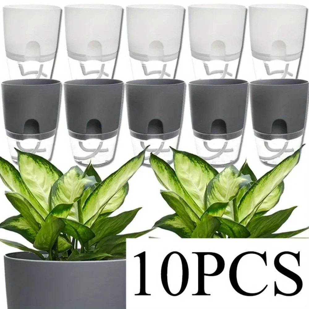 Self Watering Plastic Flower Pot Set Double Layer For Bonsai And Succulents