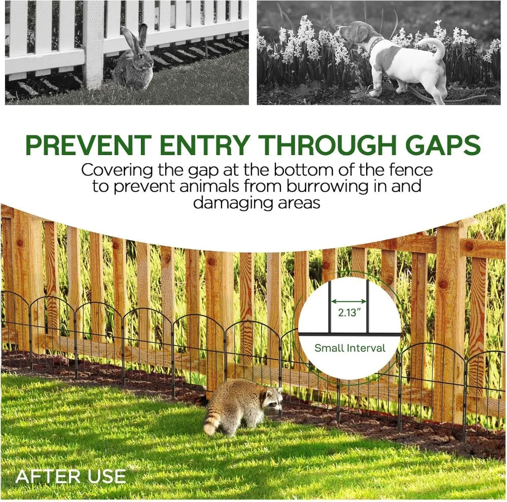 10ft x 24in No Dig Garden Fence, 10 Pcs Rustproof Metal Panels, Black Decorative Border for Flower Bed, Patio, Dogs