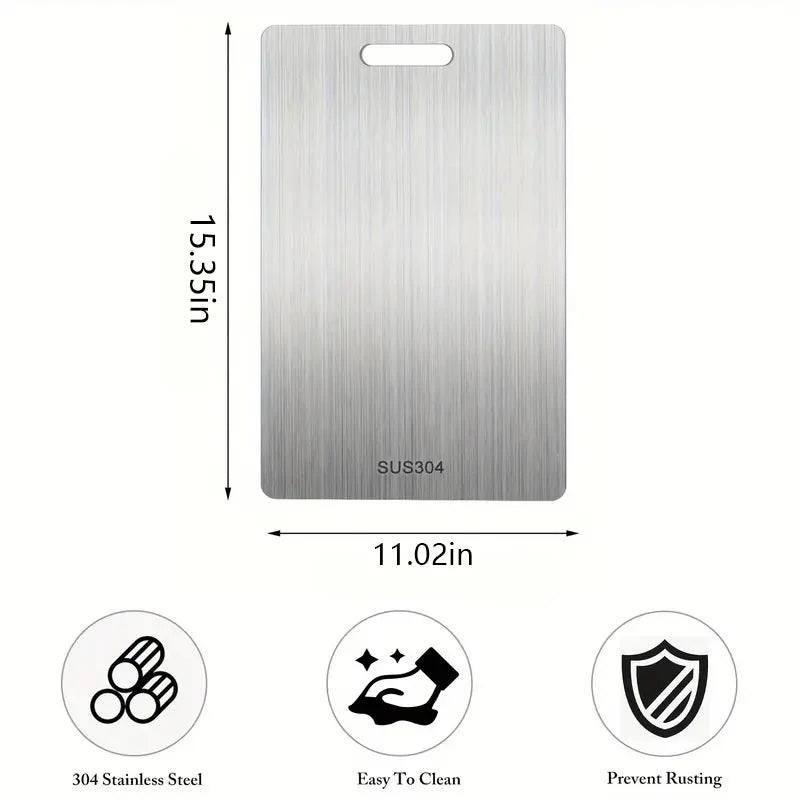 Stainless Steel Chopping Board, Antibacterial Double-Sided Cutting Board for Kitchen, Household Kitchen Gadget