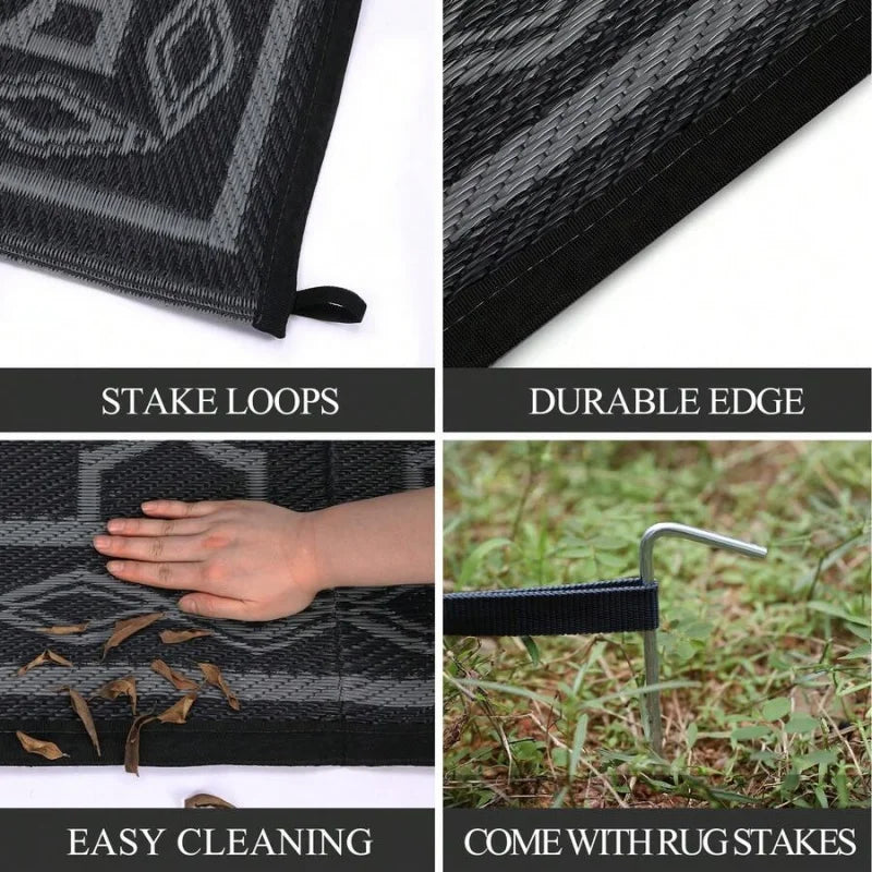 Geometric Outdoor Rug Waterproof Patio Mat For Balcony Camping
