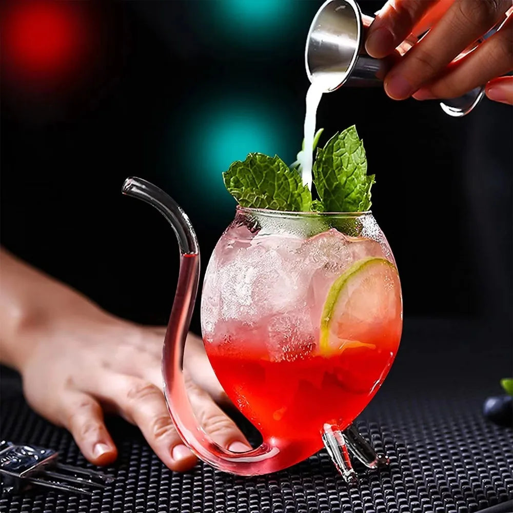Crystal Clear Wine Glass With Straw For Drinks Gift