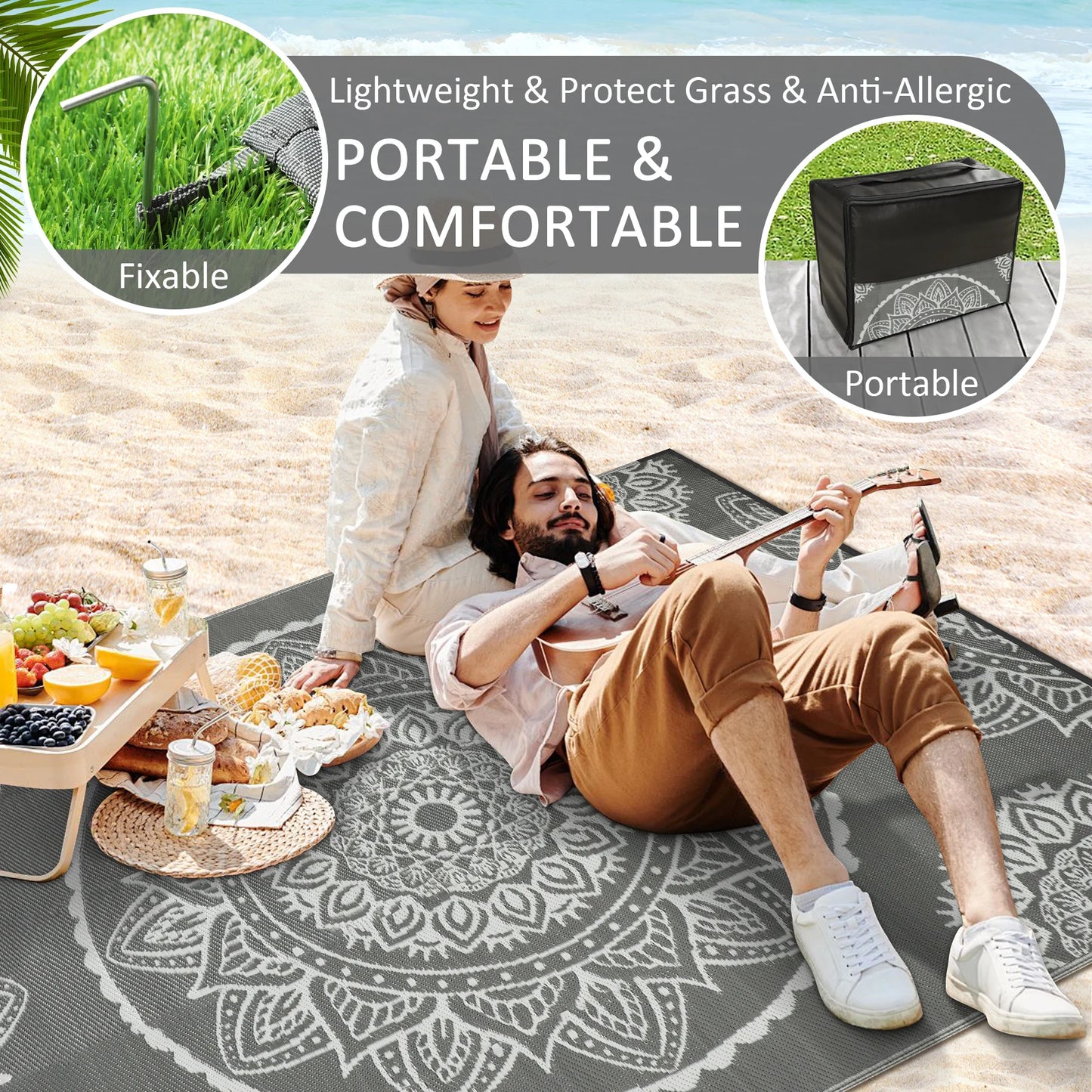 Outdoor Waterproof Recycled Polypropylene Straw Rug Patio Carpet