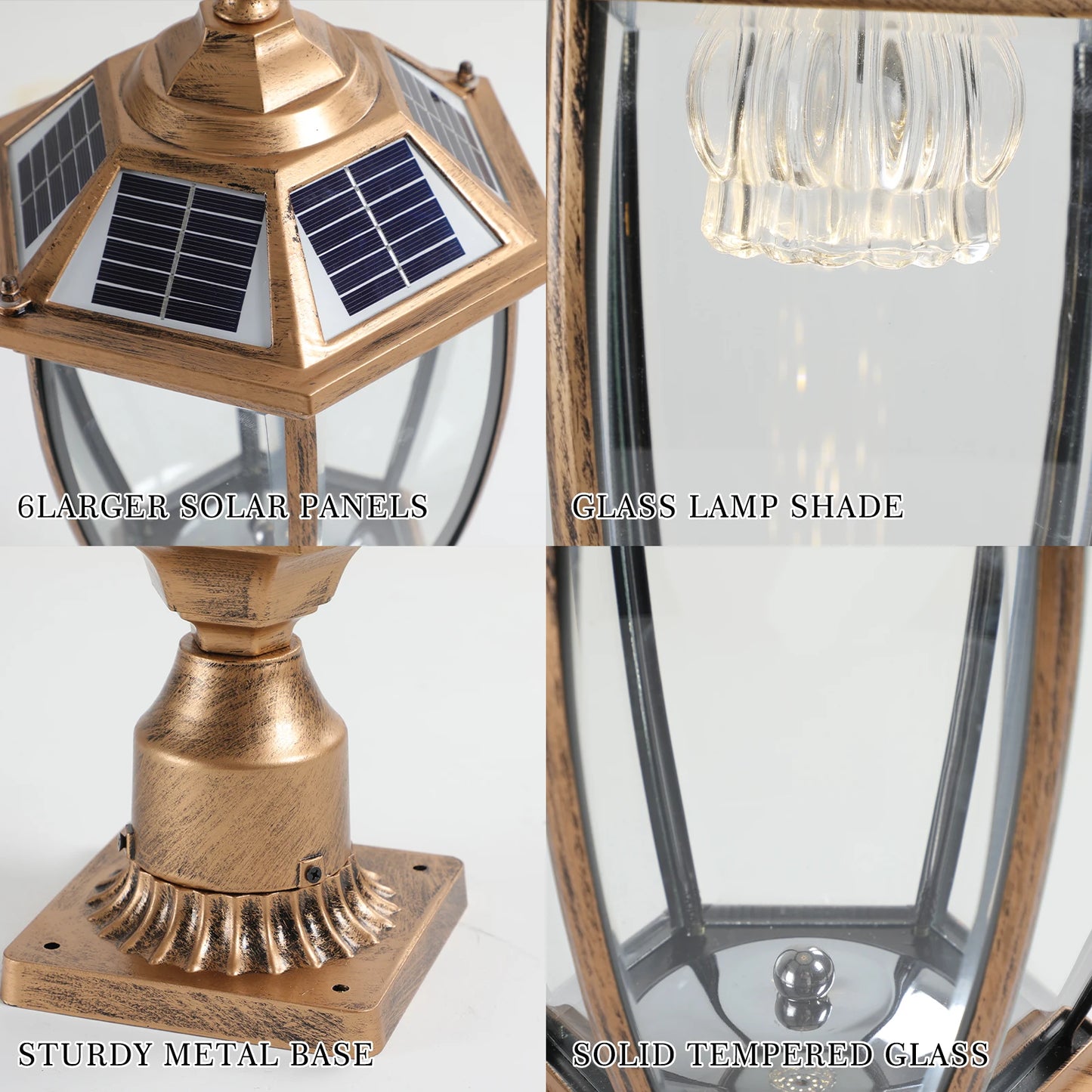 ARLGSITE Vintage Solar LED Post Light Outdoor Garden Lamp