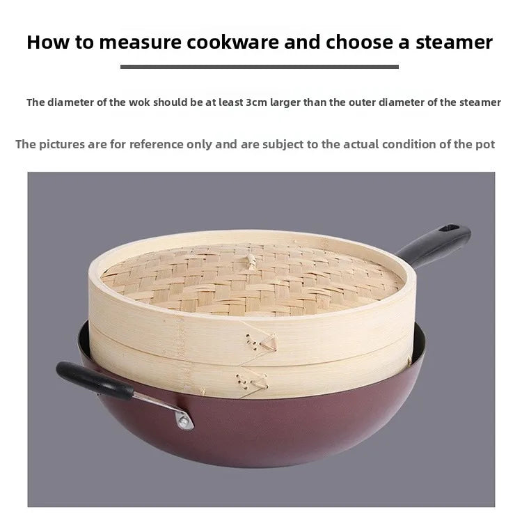 Bamboo Steamer With Lid For Dumplings And Steam Pot