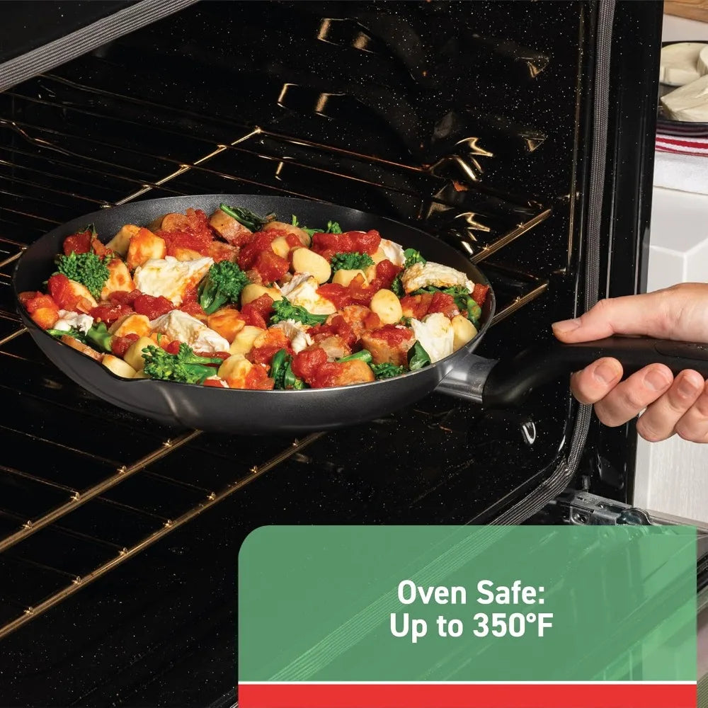 Initiatives Nonstick Cookware Set 18 Piece, Oven Broiler Safe 350F, Kitchen Cooking Set w/Fry Pans