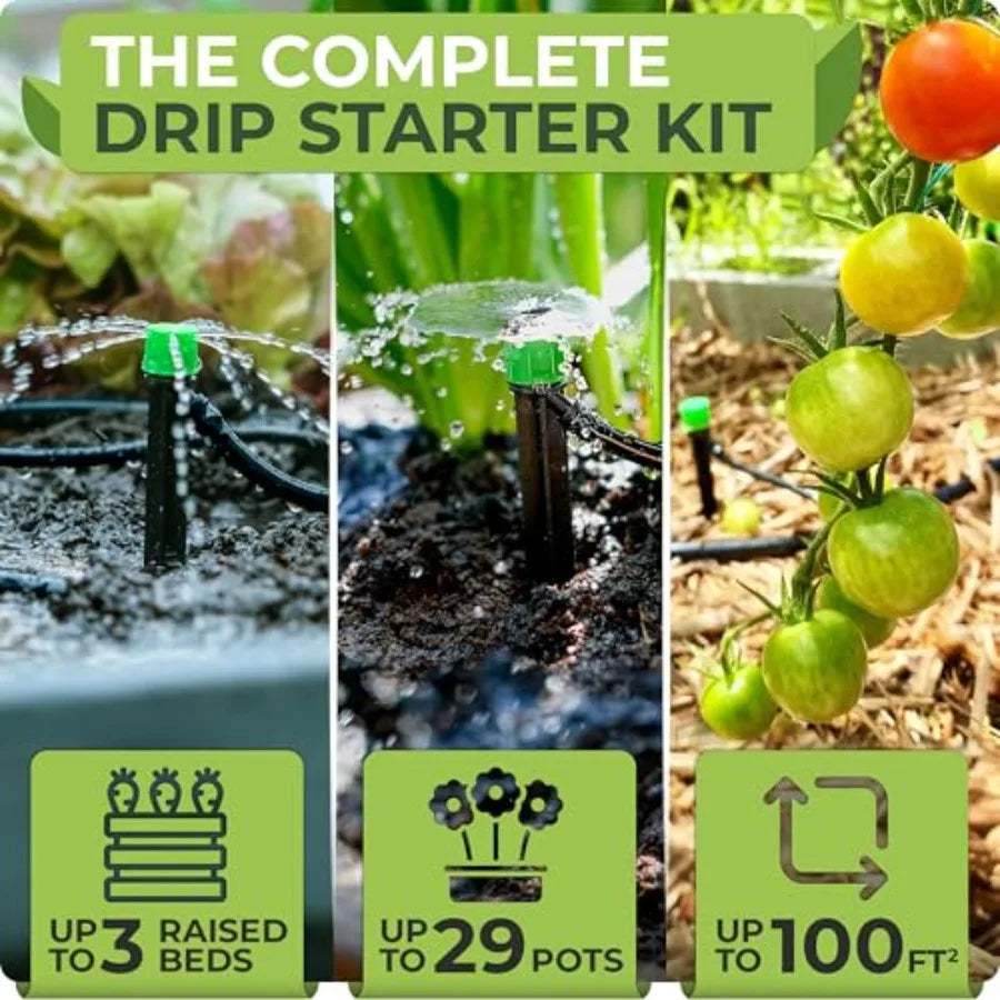 Drip Irrigation System Kit With Adjustable Sprinkler Emitters