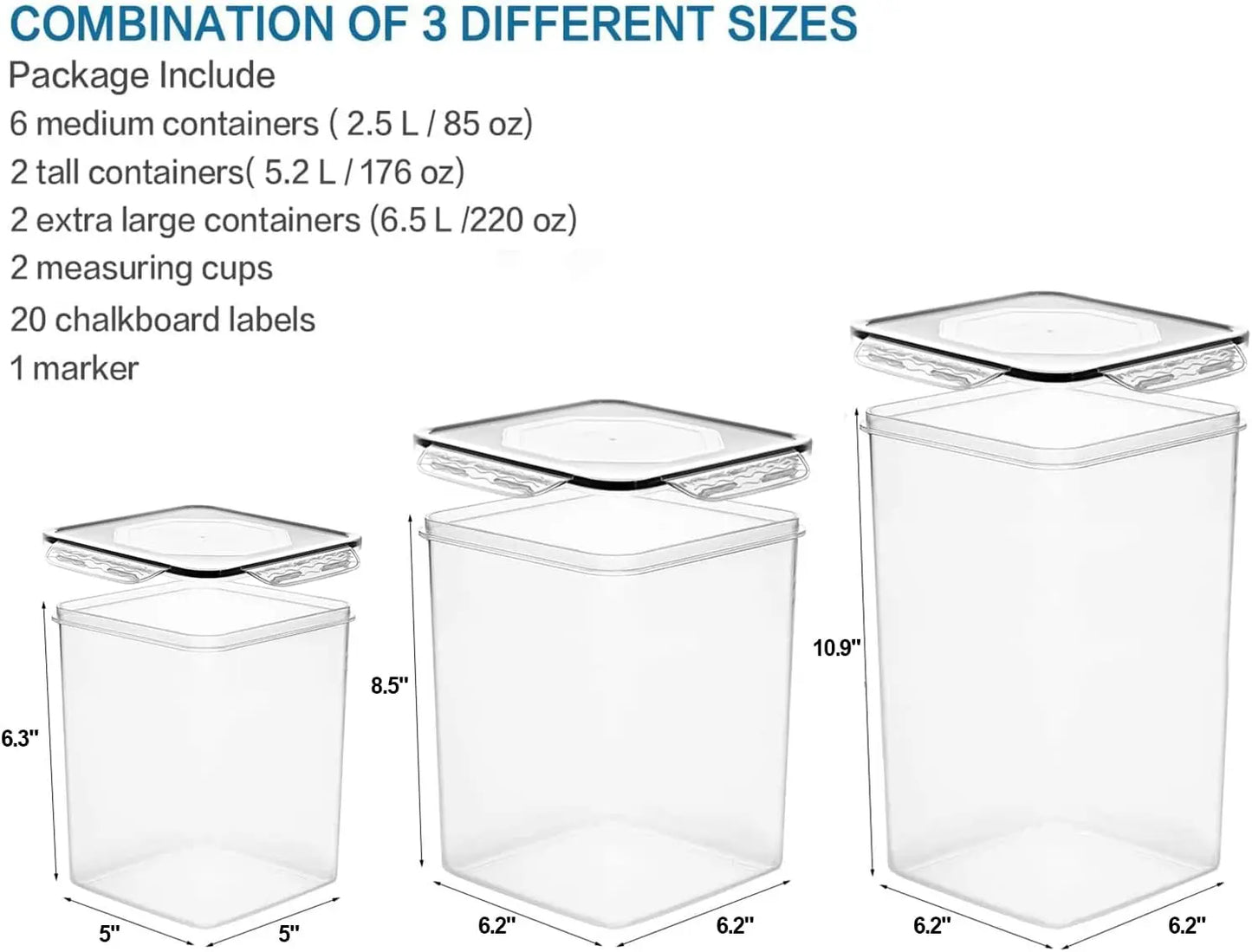 Airtight Food Storage Containers Set, 10-Pack For Pantry Organization