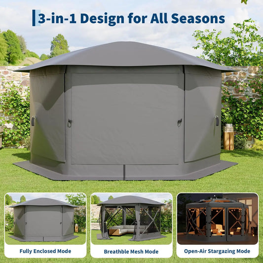 HiMISS Pop Up Gazebo With Removable Roof And Mosquito Netting