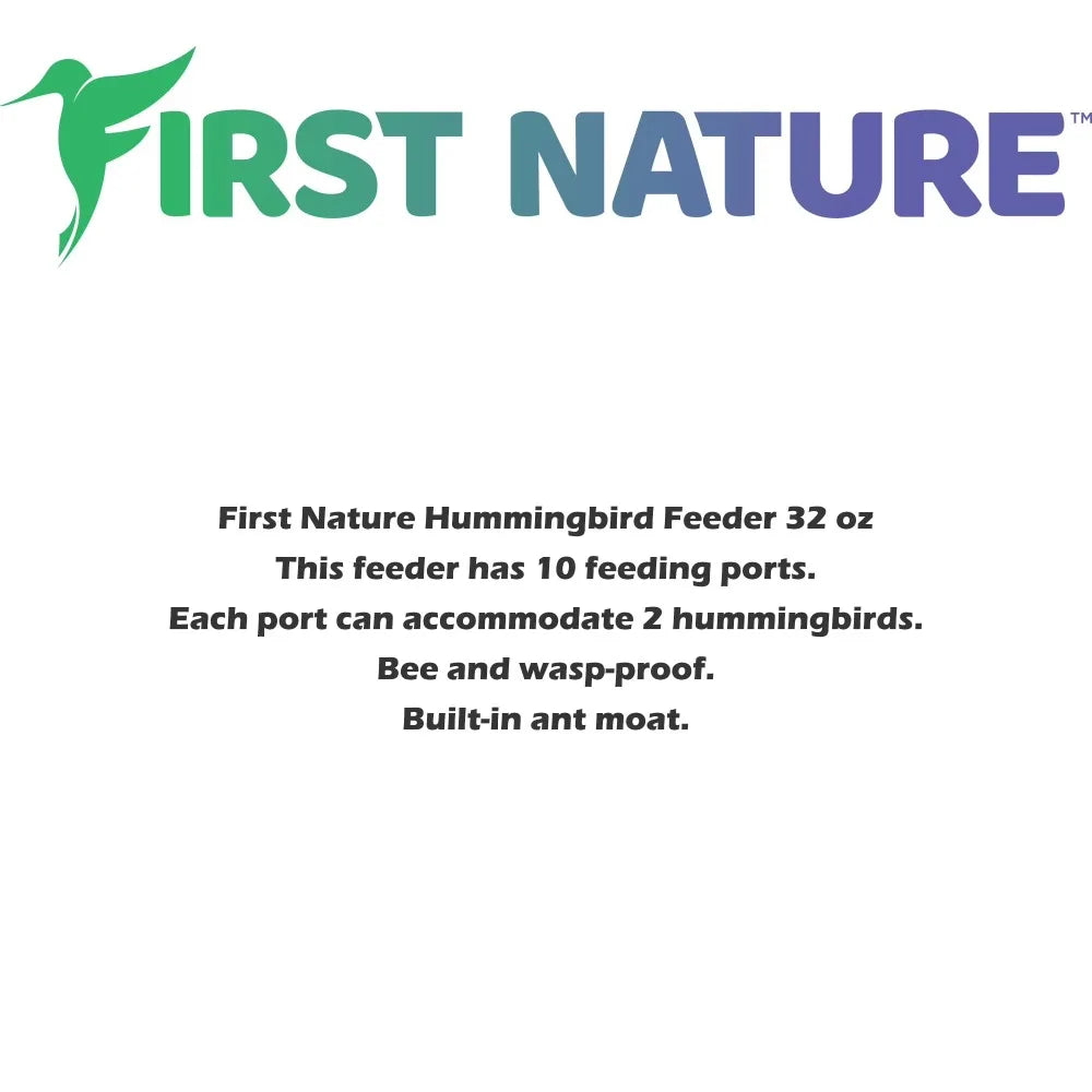 Hummingbird Feeder 32 oz Red Glass Bottle with Ant Moats and 10 Feeding Ports Garden Outdoor Decor for Attracting Hummingbirds