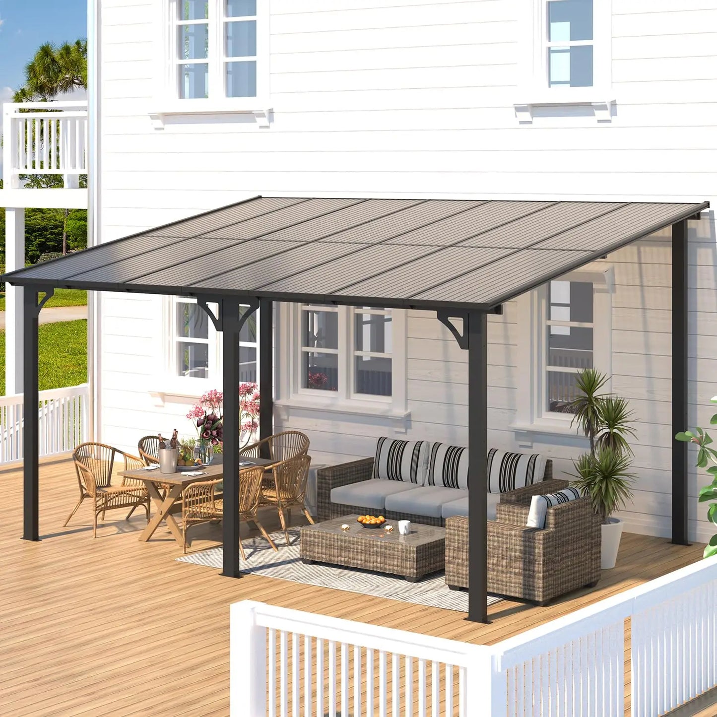 Heavy Duty Aluminum Gazebo Pergola With Hard Top Roof