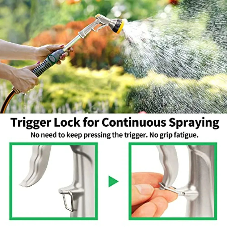 Garden Nozzle Sprayer, High Pressure Spray Nozzle, 100% Metal Water Hose Nozzle, 7 Patterns Watering Nozzle, Heavy Duty Sprayer
