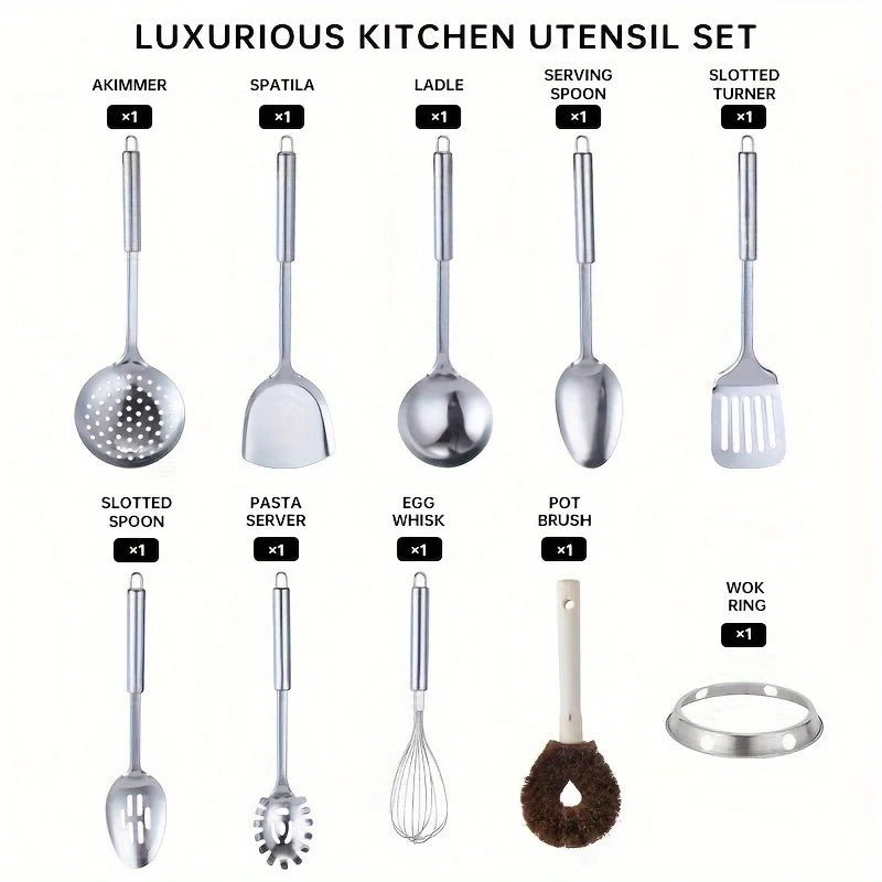 CS KOCH SYSTEME Cast Iron Wok With 11-Piece Cookware Accessories