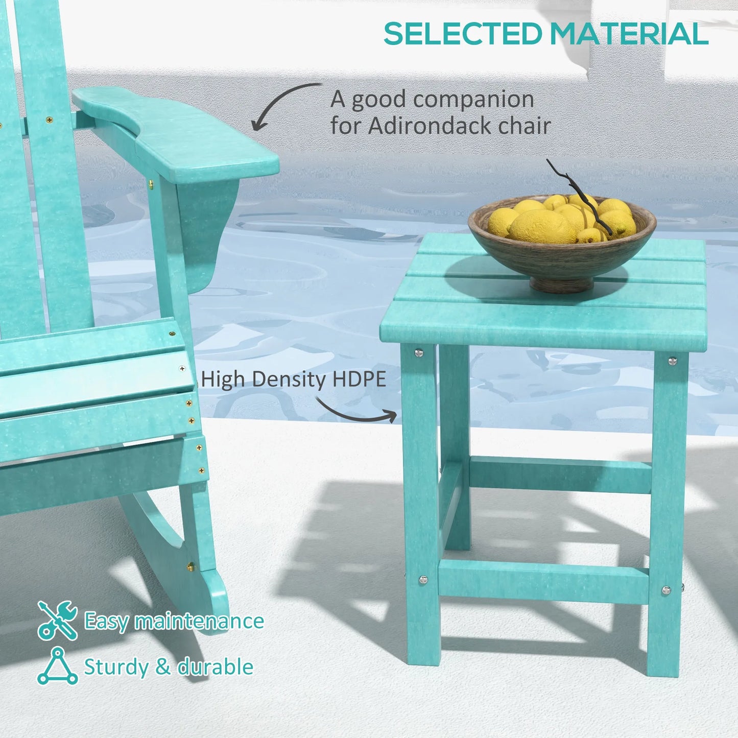 Patio Side Table, Outdoor Plastic End Table for Backyard Deck Lawn, Green