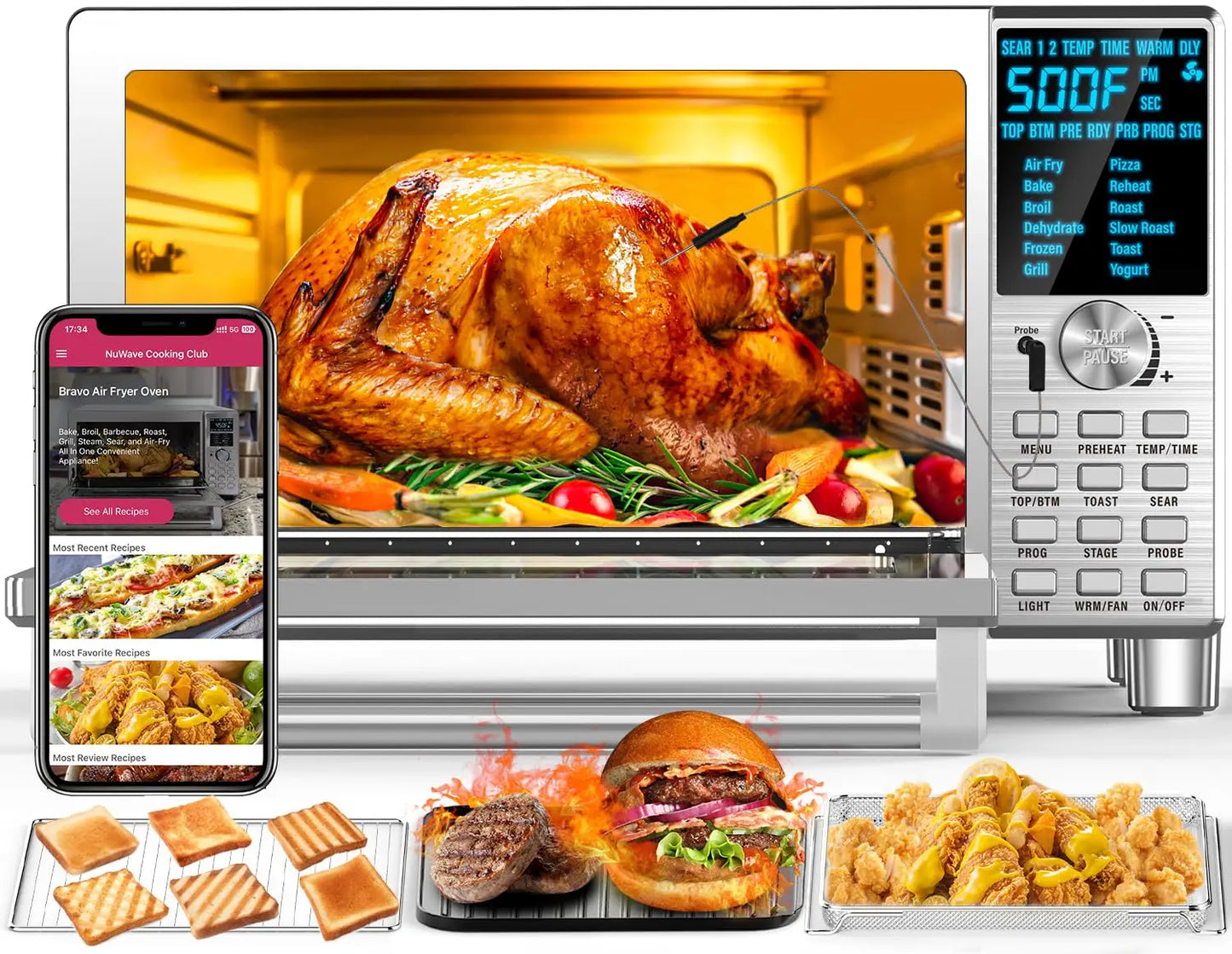 12-in-1 Air Fryer Toaster Oven With Smart Thermometer