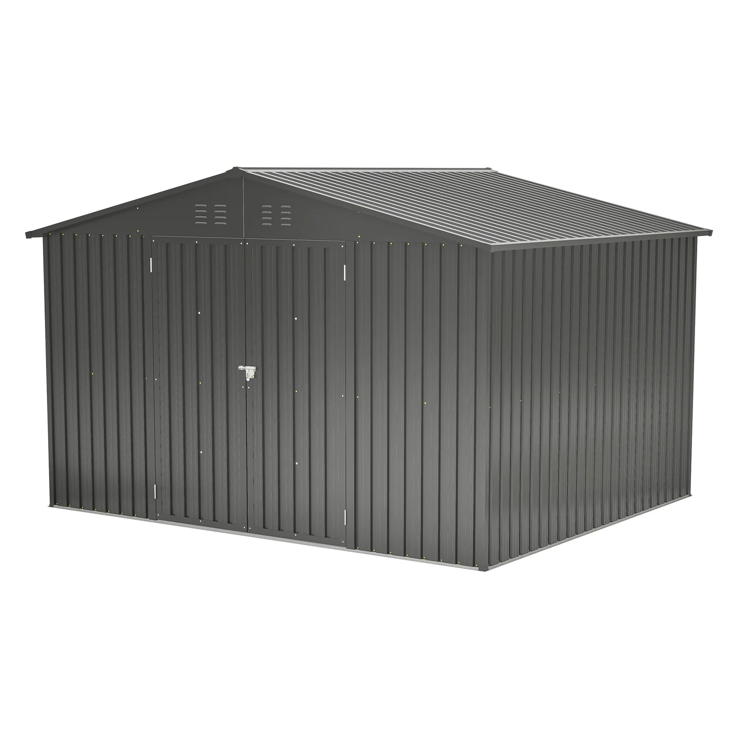 Outdoor Storage Shed 10x8 FT All Weather Metal Shed with Lockable Doors Garden Tool Shed for Patio Backyard Lawn Black