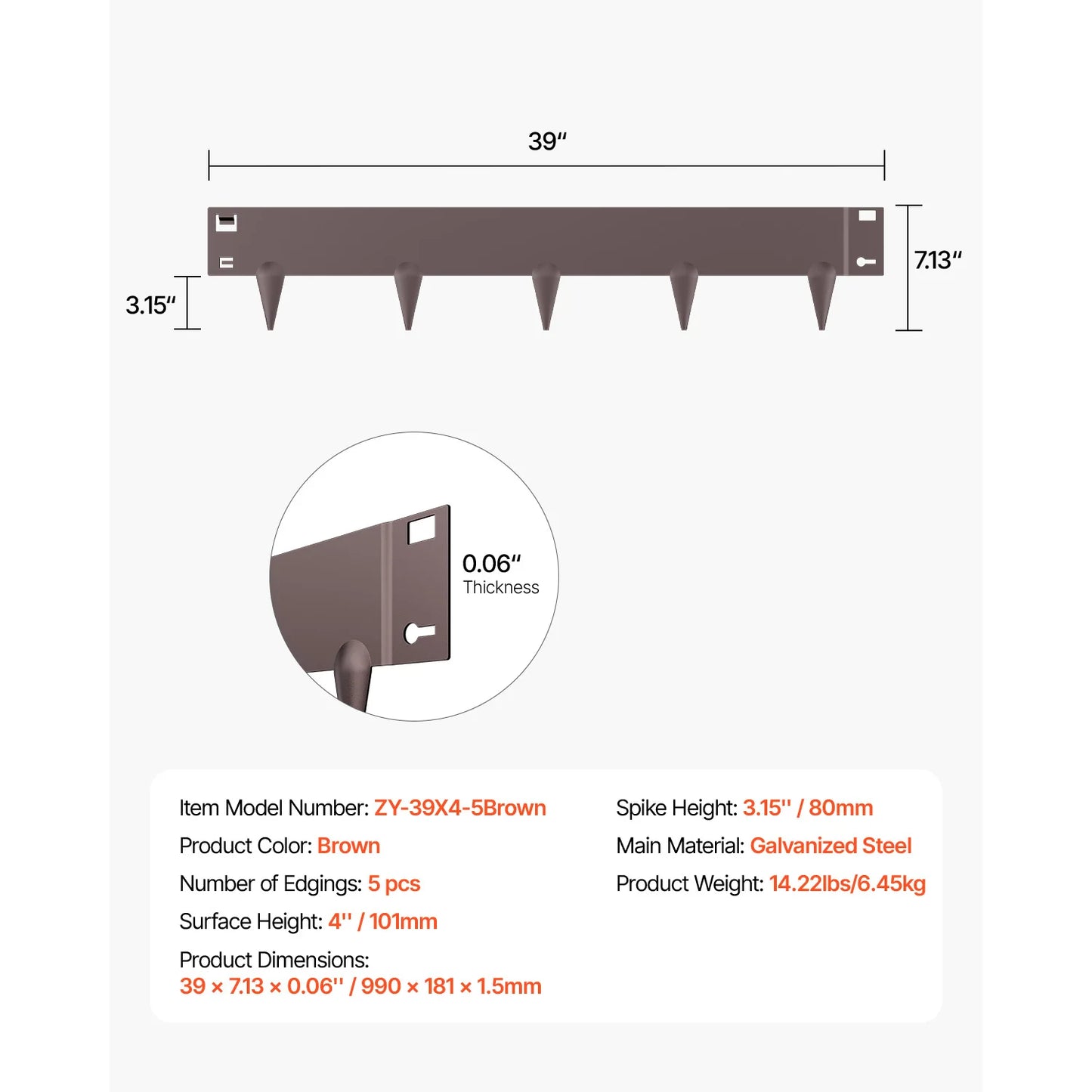 Steel Landscape Edging 5 Pack Rust Resistant Bendable Border