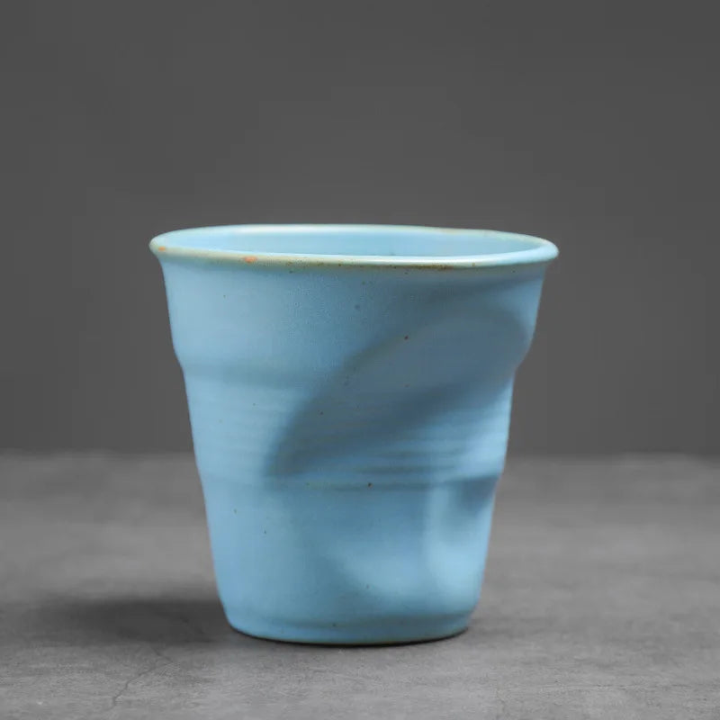 Stoneware Coffee Creative Hand-pinched Pleated Cup Ceramic Latte Cup Espresso Cup Vintage Afternoon Tea Cup