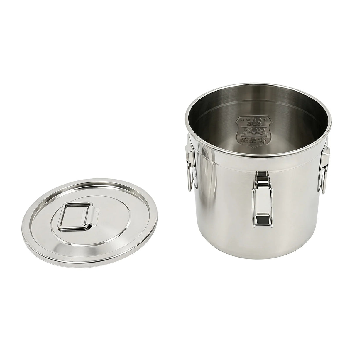 Stainless Steel Storage Bucket 12L, Metal Canister for Rice Flour Cereal Tea Spices, 304 Cylindrical Container, for Kitchen Restaurant Hotel, Dry Wet Food Storage, Silver, Polished