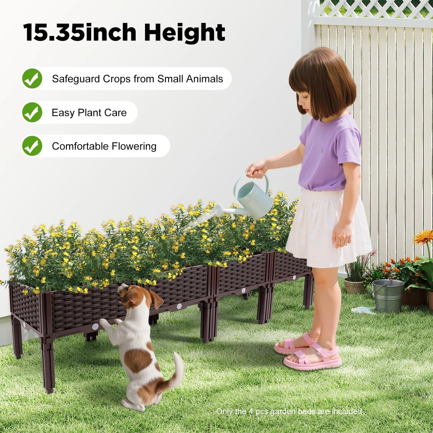Bymaocar 4 Raised Garden Bed Kit With Drainage Holes