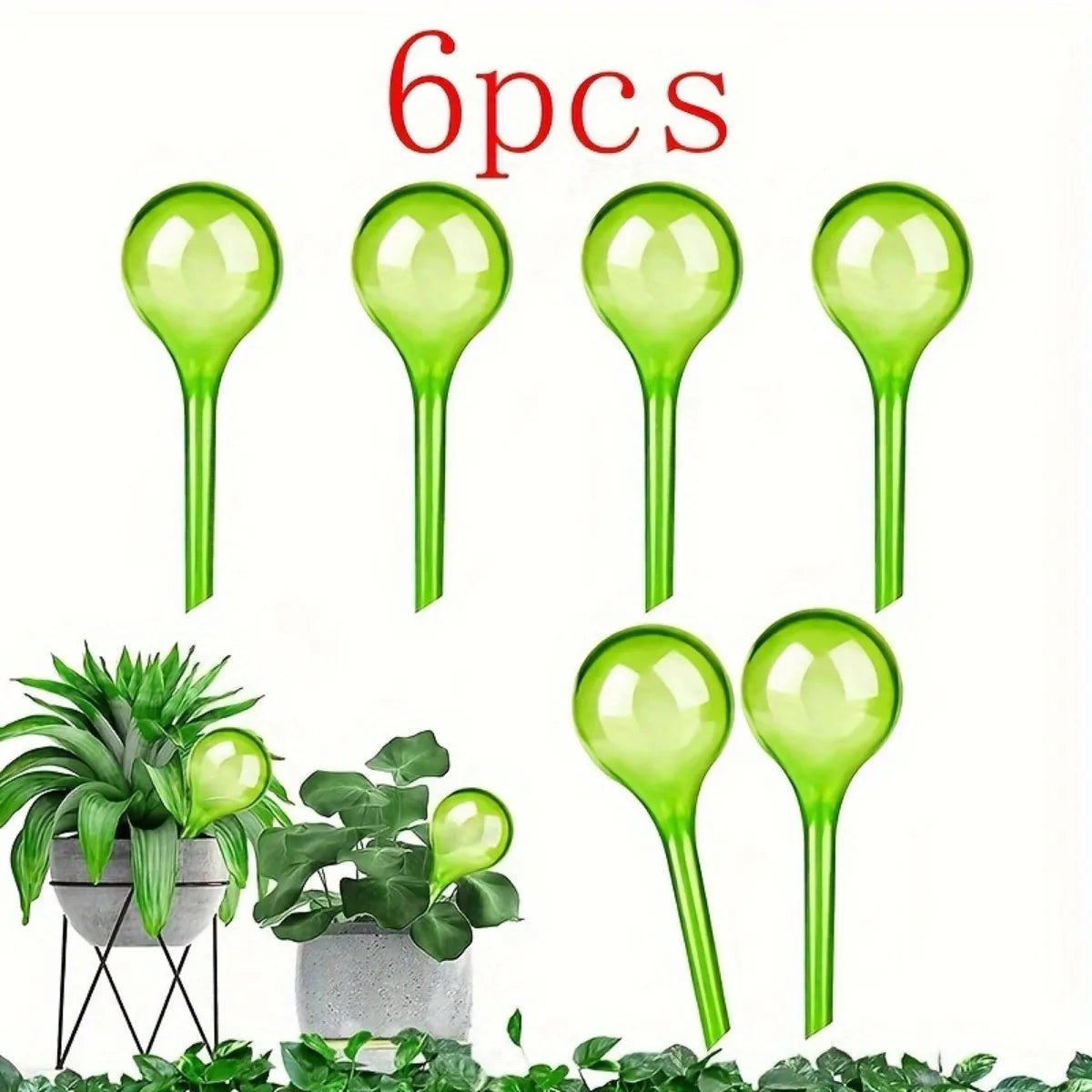 6pcs Small Plant Watering Globes Self Watering Bulbs PVC Automatic Watering Balls Plant Watering System 5.1inches