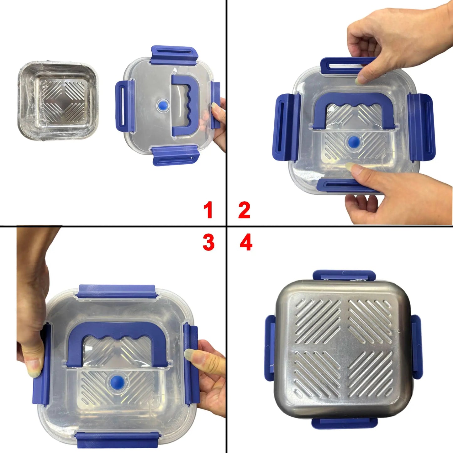 2PCS Yakimoto Extra-Large Stainless Steel Food Storage Containers With Blue Lids - Deep Design, Airtight Seal, Perfect For Refrigerator Organization, Meal Prep, Lunch Boxes & Kitchen Pantry