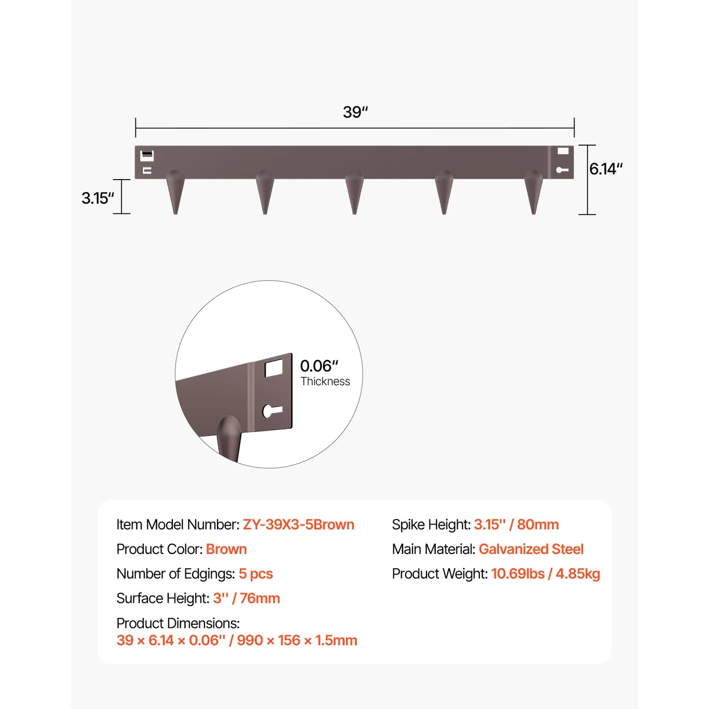 Steel Landscape Edging 5 Pack Rust Resistant Bendable Border