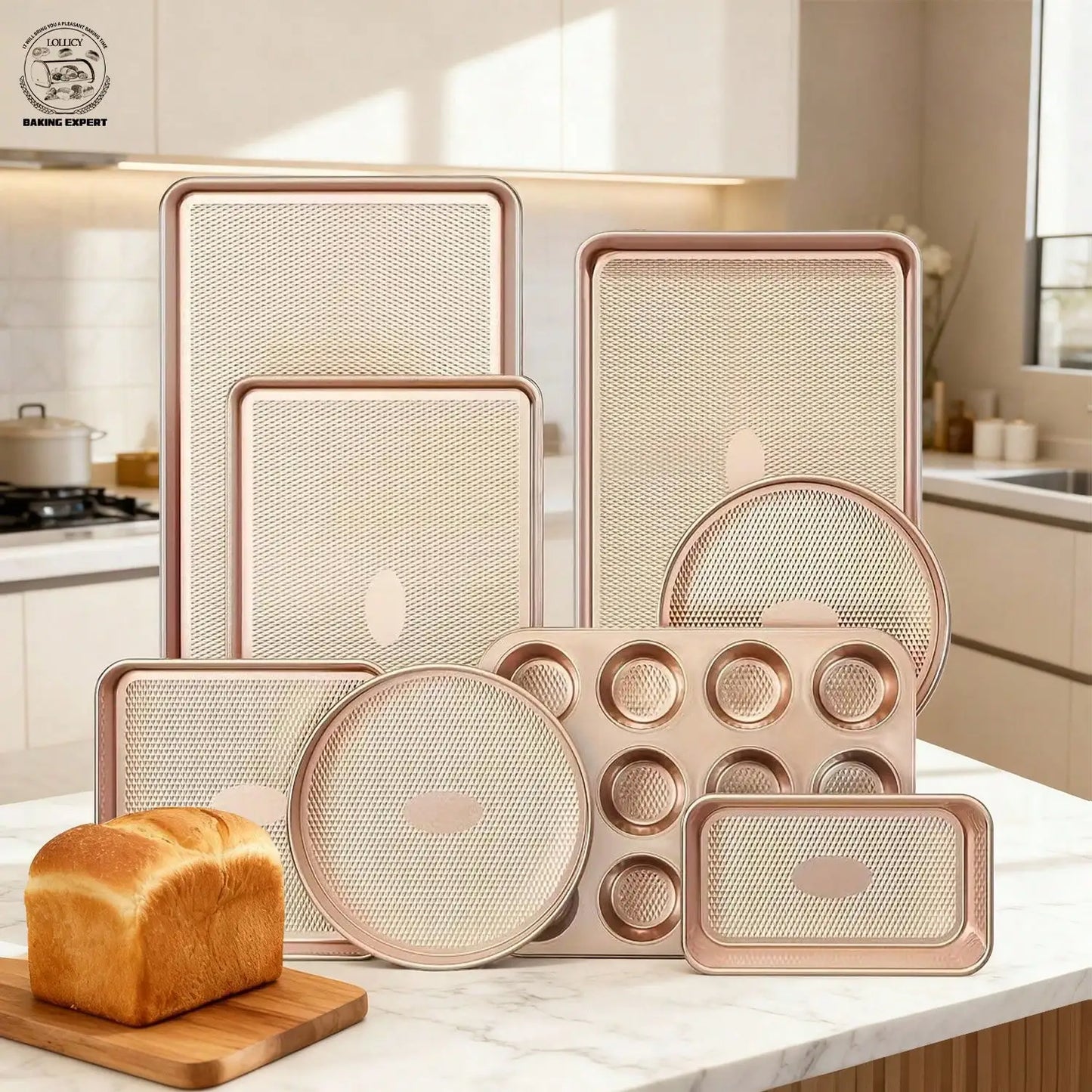 8-Piece Carbon Steel Bakeware Set With Nonstick Coating Oven Safe