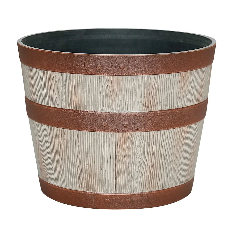 Whiskey Barrel Planter Outdoor Resin Garden Container