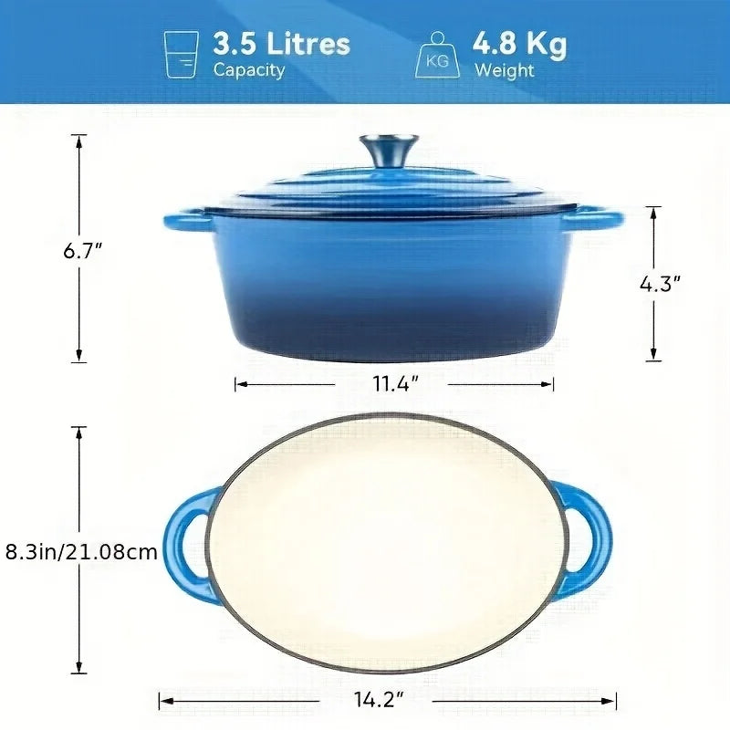 Enameled Cast Iron Dutch Oven With Lid For Bread Baking