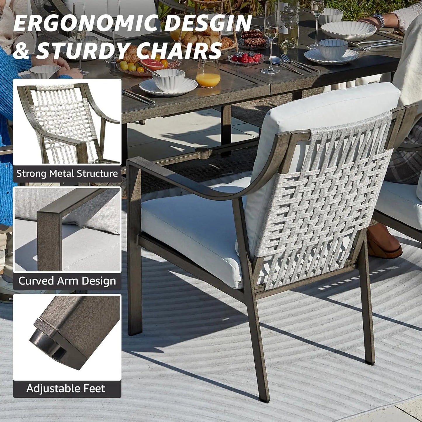 7 Piece Patio Dining Set With Table Umbrella Hole Chairs