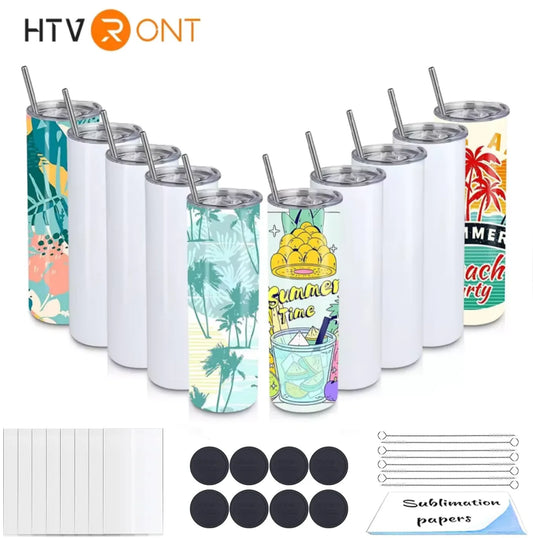 8 Pack Sublimation Tumbler Blanks Skinny Straight Stainless Steel