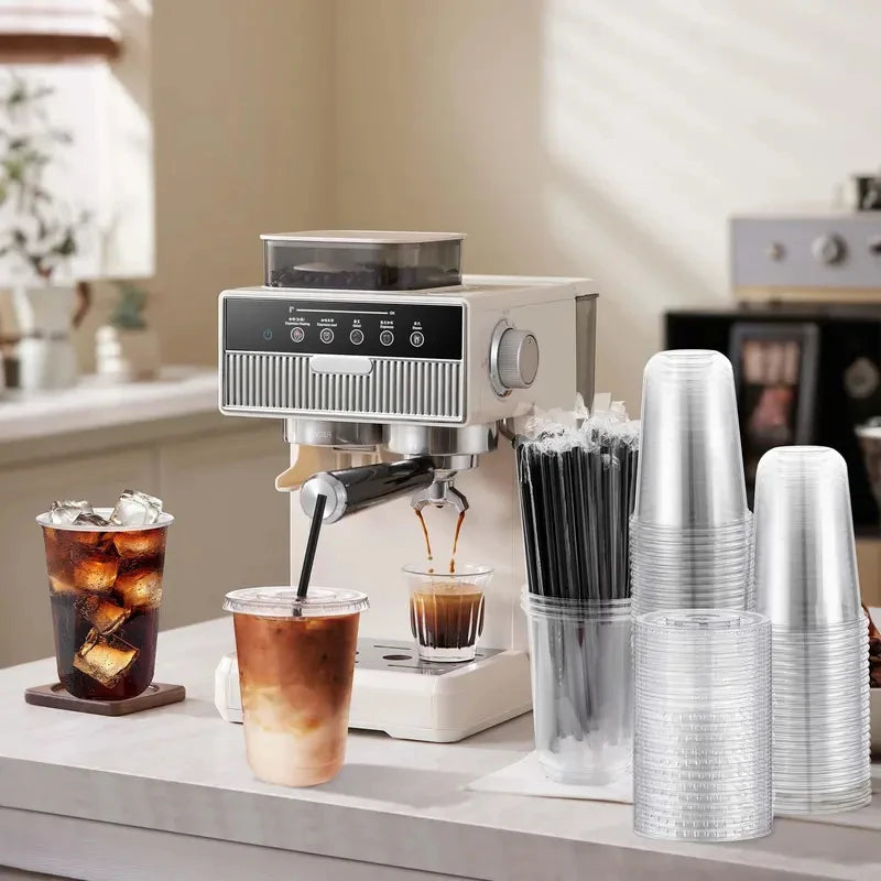 Disposable Coffee Cups With Lids And Straws Leakproof