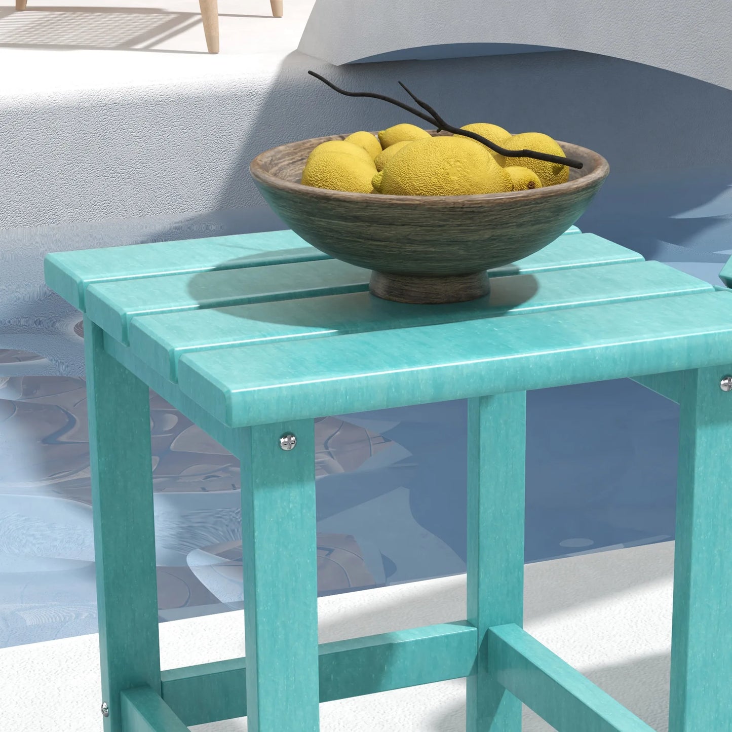 Patio Side Table, Outdoor Plastic End Table for Backyard Deck Lawn, Green
