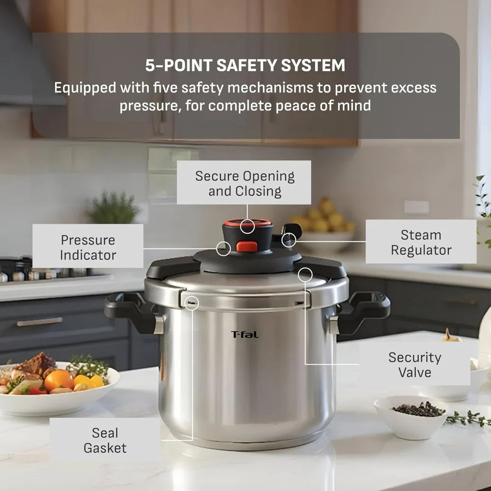 Stainless Steel Pressure Cooker Induction Compatible Secure Locking