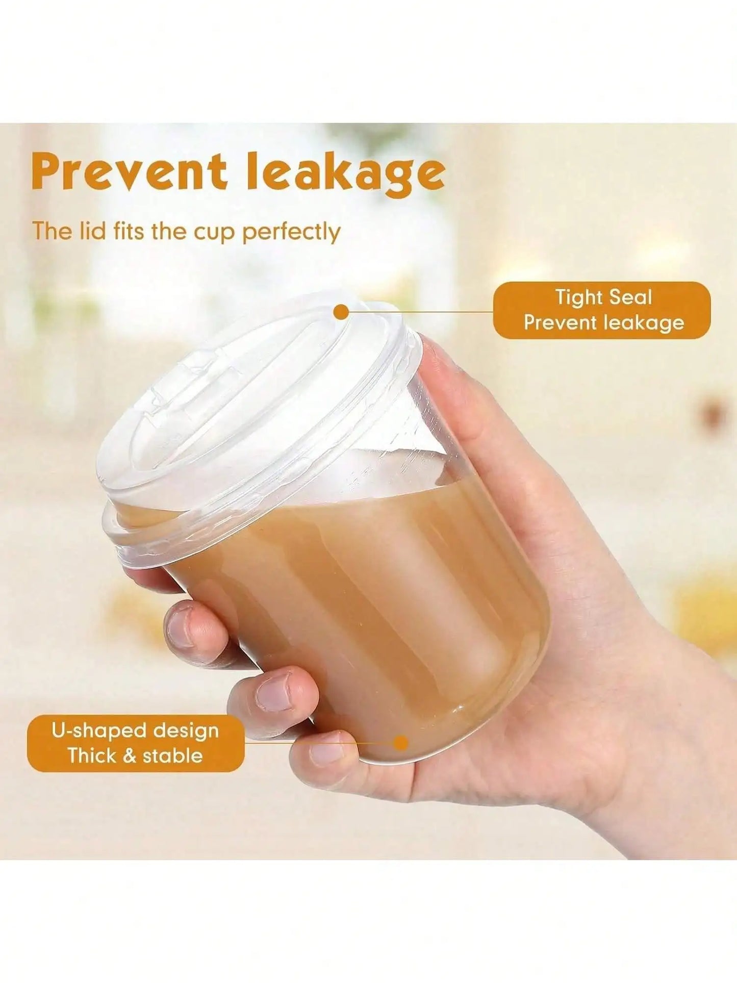 Clear PET Iced Coffee Cups With Strawless Sip Lids