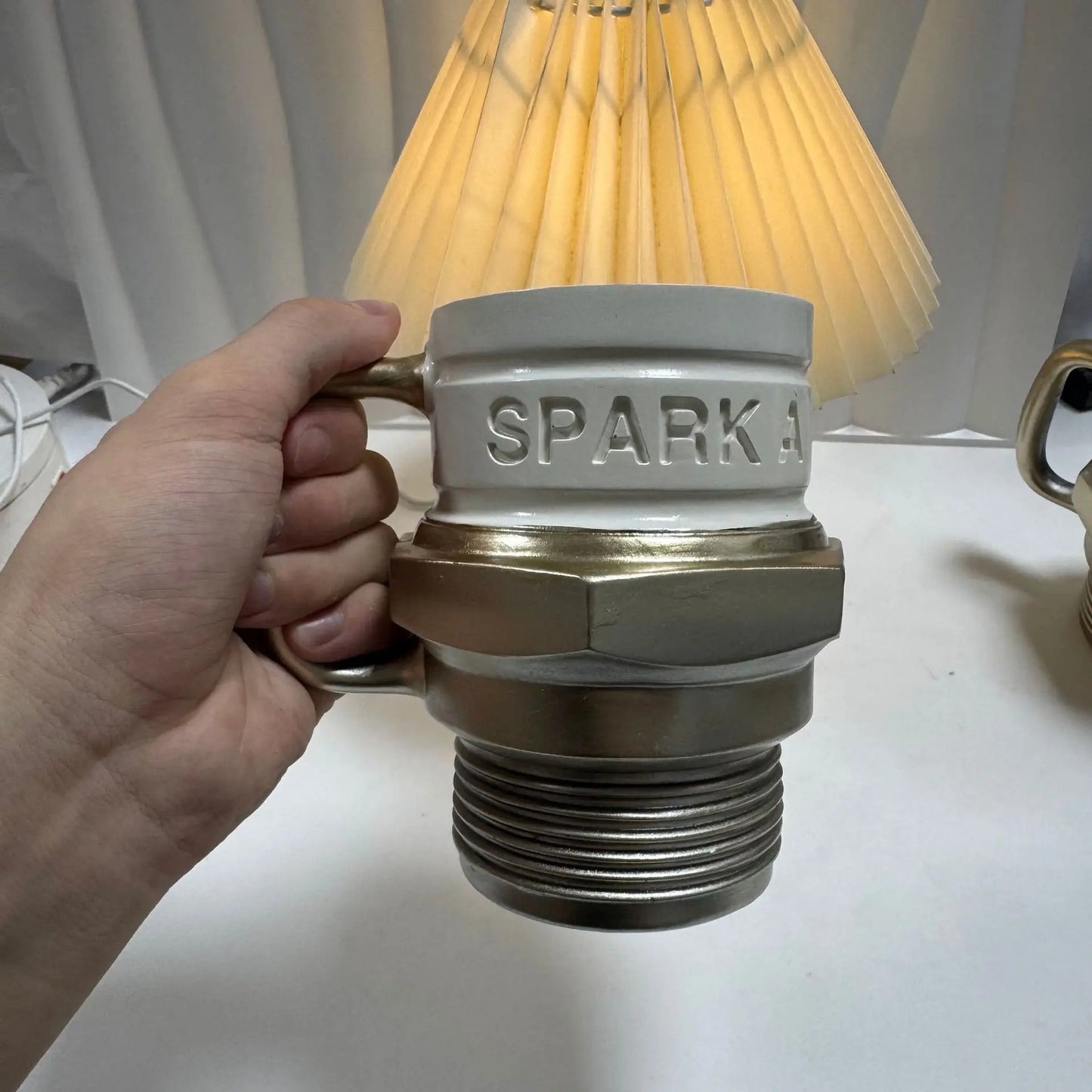 Spark Plug Shaped Coffee Cup Ceramic And Steel Rust Resistant